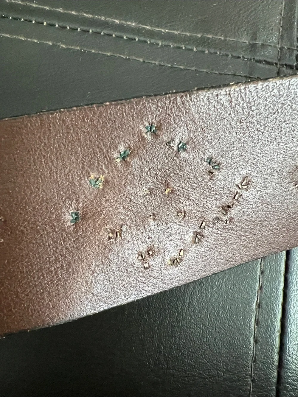 GAP 1990s Brown Leather Made in USA Studded Belt with Brass Accents Medium